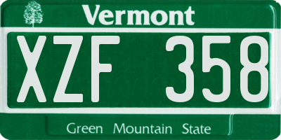 VT license plate XZF358