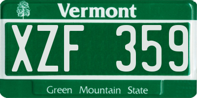 VT license plate XZF359