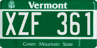 VT license plate XZF361