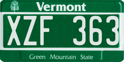 VT license plate XZF363