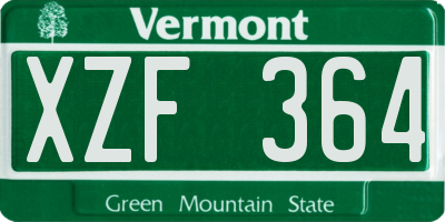 VT license plate XZF364