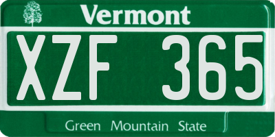 VT license plate XZF365