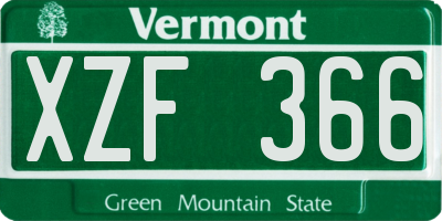 VT license plate XZF366