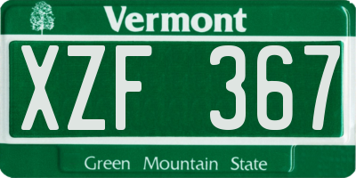 VT license plate XZF367