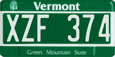 VT license plate XZF374