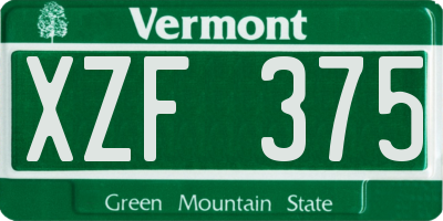 VT license plate XZF375