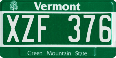 VT license plate XZF376
