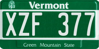 VT license plate XZF377