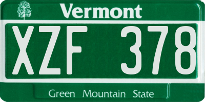 VT license plate XZF378