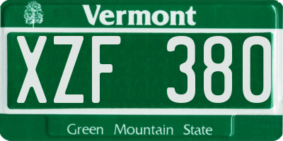 VT license plate XZF380