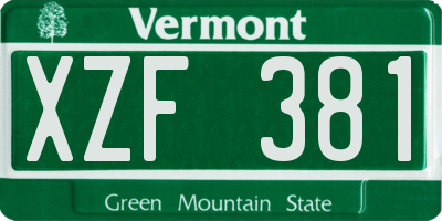 VT license plate XZF381
