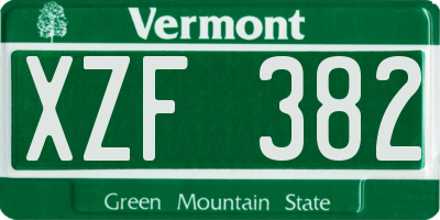 VT license plate XZF382