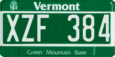 VT license plate XZF384