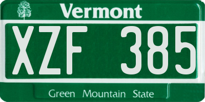 VT license plate XZF385