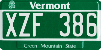VT license plate XZF386