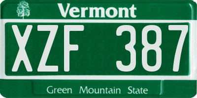 VT license plate XZF387