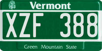 VT license plate XZF388