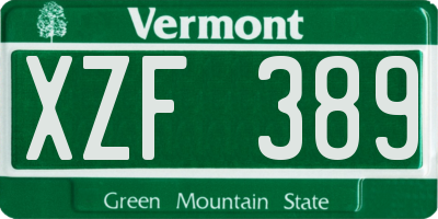 VT license plate XZF389