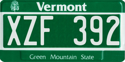 VT license plate XZF392