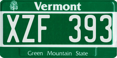 VT license plate XZF393
