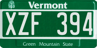 VT license plate XZF394