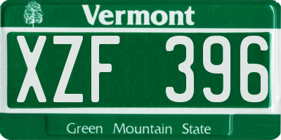 VT license plate XZF396