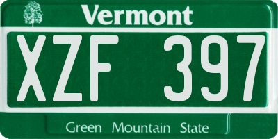 VT license plate XZF397