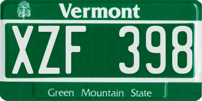 VT license plate XZF398