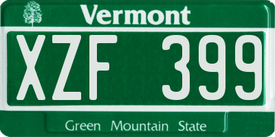 VT license plate XZF399