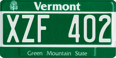 VT license plate XZF402
