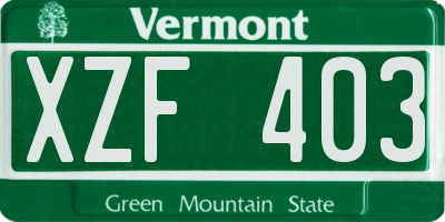 VT license plate XZF403