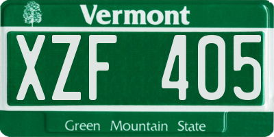 VT license plate XZF405