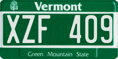 VT license plate XZF409