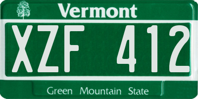 VT license plate XZF412
