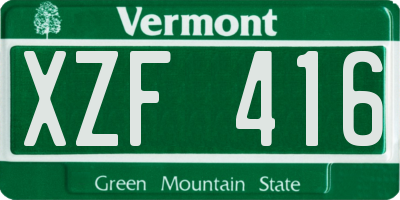 VT license plate XZF416