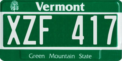 VT license plate XZF417