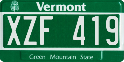 VT license plate XZF419