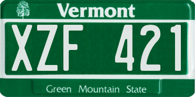 VT license plate XZF421