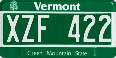 VT license plate XZF422