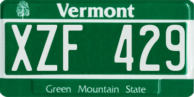 VT license plate XZF429