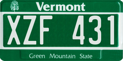VT license plate XZF431