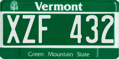 VT license plate XZF432