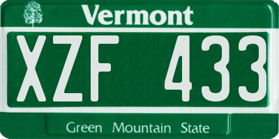 VT license plate XZF433