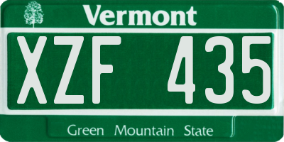 VT license plate XZF435