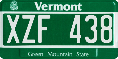 VT license plate XZF438