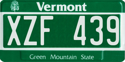 VT license plate XZF439