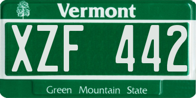 VT license plate XZF442