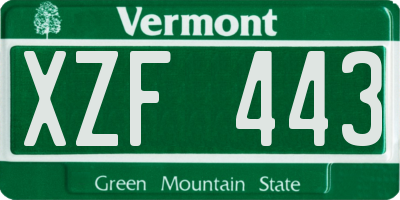VT license plate XZF443