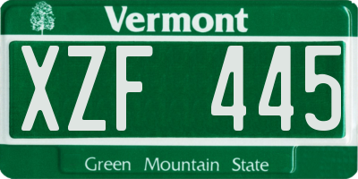 VT license plate XZF445