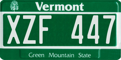 VT license plate XZF447
